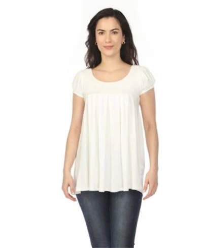 White Mark Womens Cap Sleeve Pleated Top