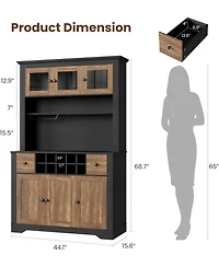 gaomon 68.7 " Pantry Cabinet with Led Light and Charging Station, Kitchen Storage Countertop
