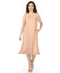 White Mark Women's Crew Neck T-Shirt Dress