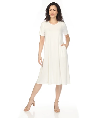 White Mark Women's Crew Neck T-Shirt Dress