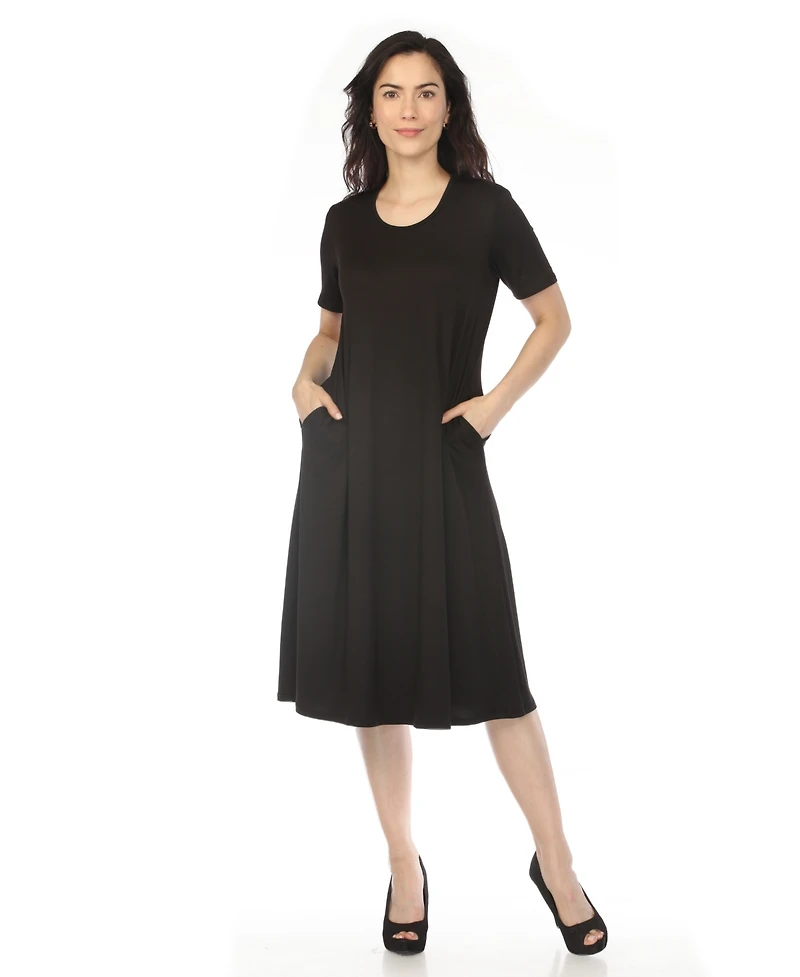 White Mark Women's Crew Neck T-Shirt Dress