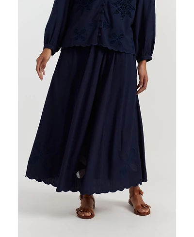 Chinti & Parker Women's Linen-Blend Broderie Skirt
