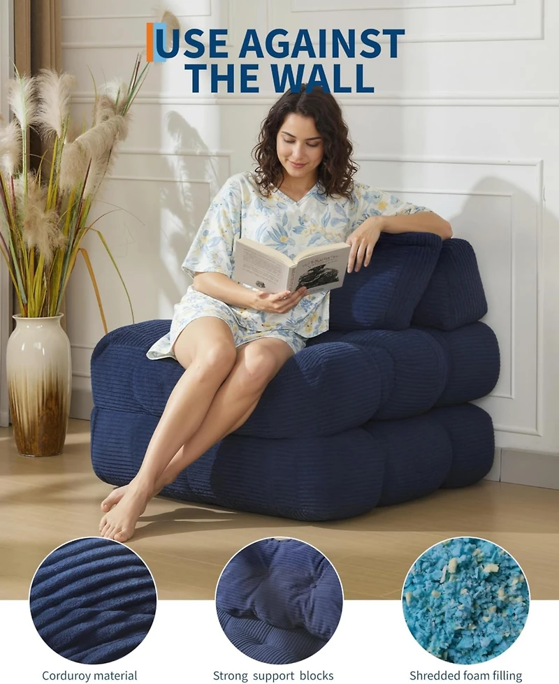 Gaomon Folding Sofa Bed,Convertible Sleeper Chair with Pillows & Back Support,Portable Fold Out Chair Bed Boneless Couch,Sofa Lounge for Living Room