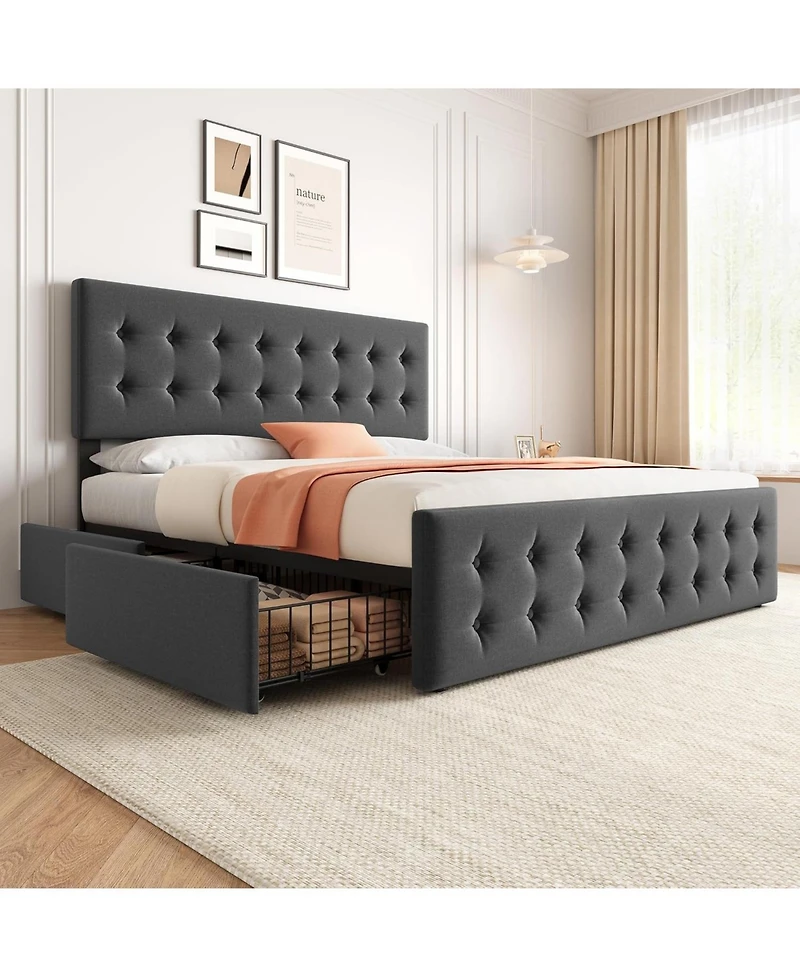 gaomon Bed Frame with 4 Storage Drawers and Headboard