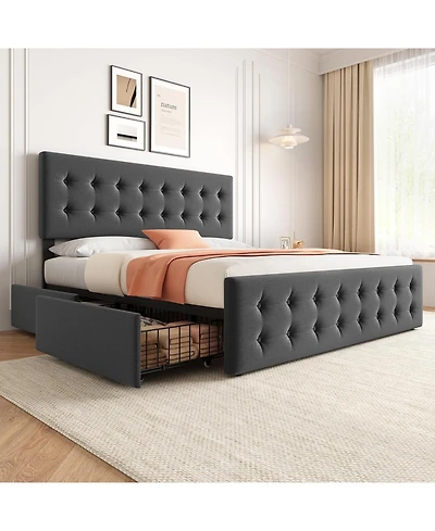 gaomon Bed Frame with 4 Storage Drawers and Headboard