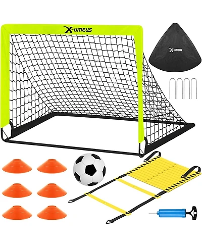 X Umeus 4'x3' Kids Pop Up Soccer Goal Set – Includes Ball, Agility Ladder & Cones for Backyard Training