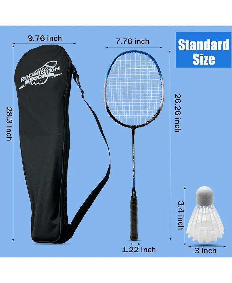 Magicorange Badminton Rackets Set of 4 for Backyard Games Includes 4 Racquets 4 Nylon Shuttlecocks 4 Grip Tapes and Carrying Bag for Adults