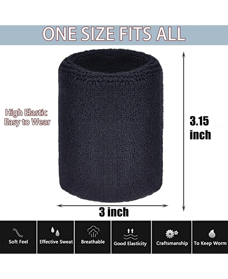 Magicorange 10 Pairs Wrist Sweatbands for Men and Women Cotton Terry Cloth Absorbing Wrist Bands for Tennis Basketball Running and Gym Training.