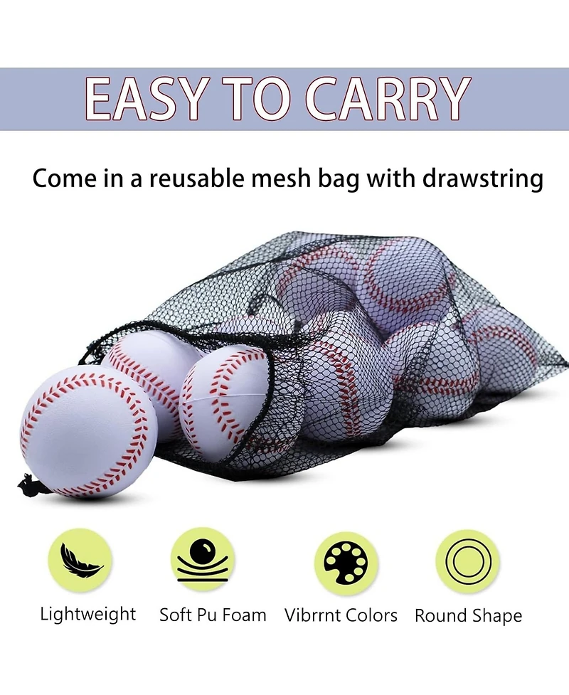 Magicorange 20 Pack Soft Pu Foam Baseballs, Standard Size Practice Balls with Carry Bag