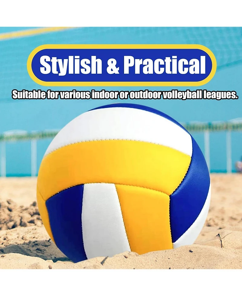 Magicorange Pack of 6 Official Size 5 Volleyballs with Premium Pu Leather and Soft Touch Surface Includes Ball Pump Inflation Needle and Mesh Bag