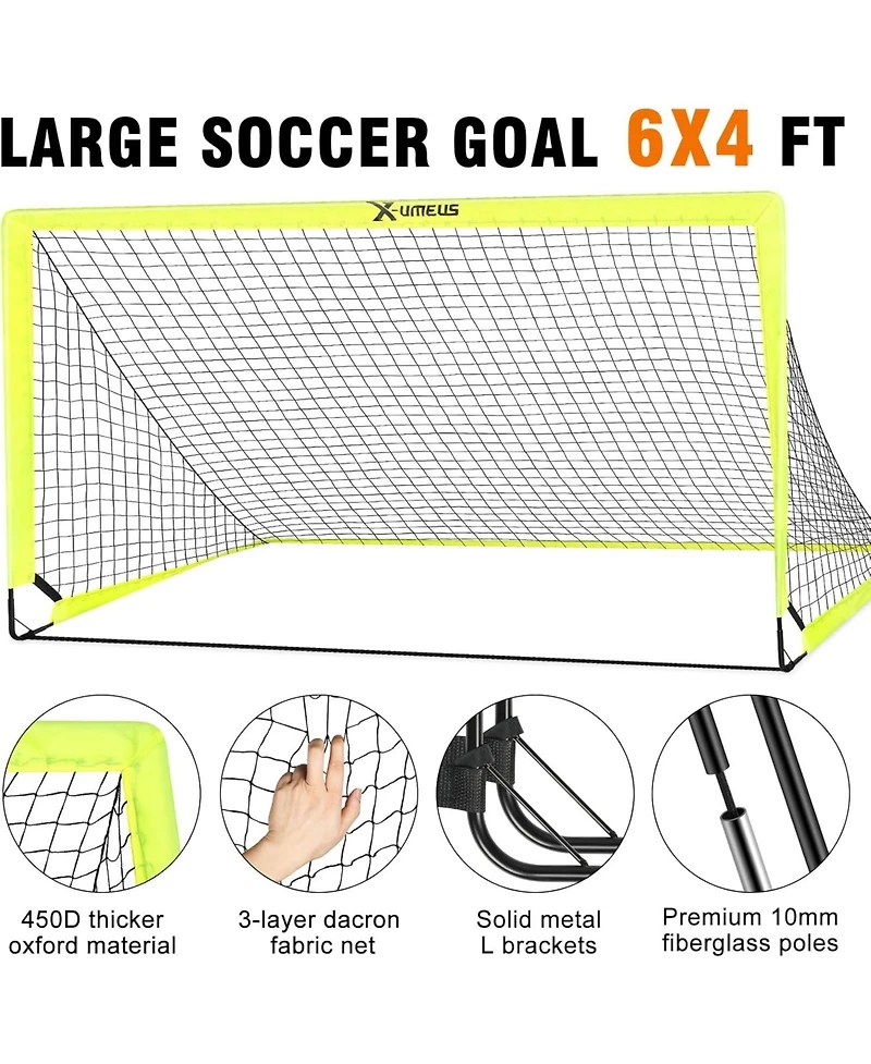 X-umeus Agility Ladder Speed Training Equipment Set, Kids Soccer Goals for Backyard Set of 2, 6x4 ft, Soccer Goal Training Equipment for Kids Youth