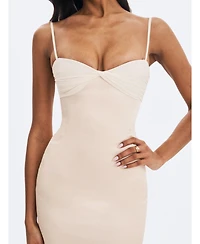 Miss Circle Women's Gracie Butter Ruched Satin Midi Dress