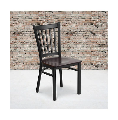 Emma+Oliver 2 Pack Vertical Back Metal Restaurant Chair