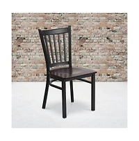 Emma+Oliver 2 Pack Vertical Back Metal Restaurant Chair
