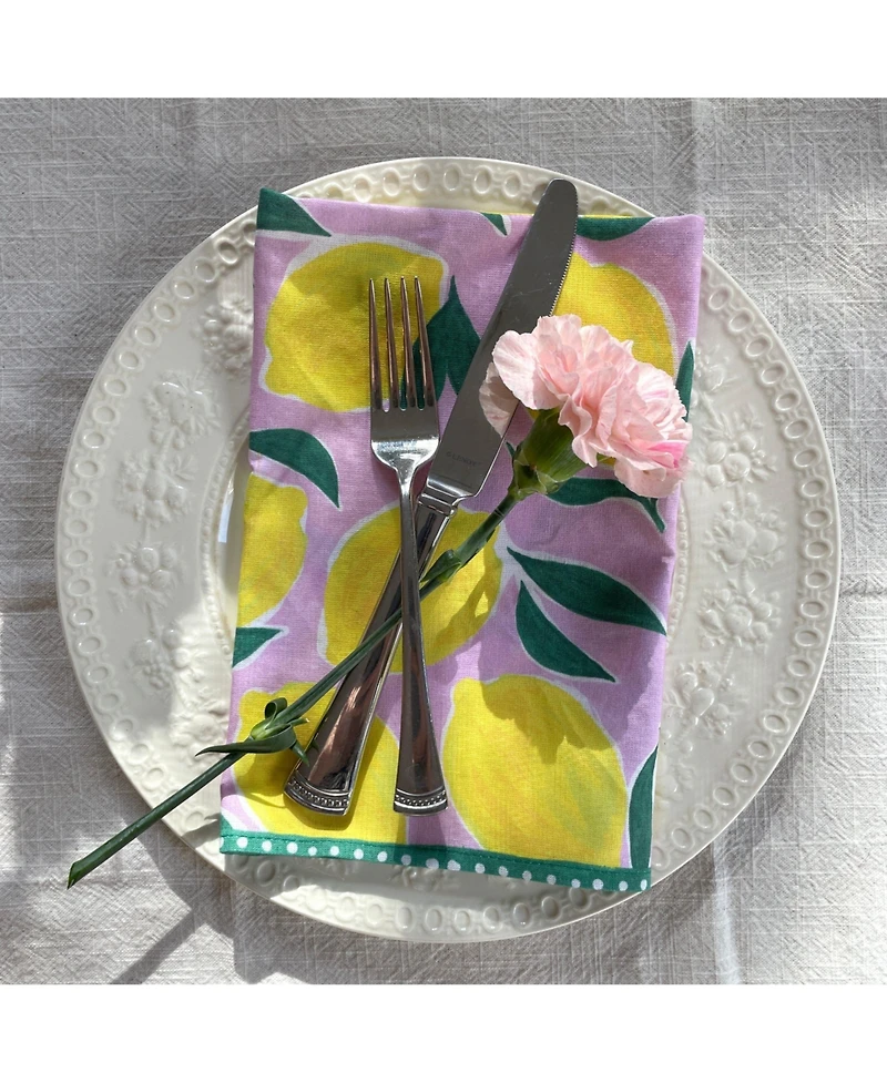 Supra Endura Lemon Print Organic Napkins, 4 Pack
