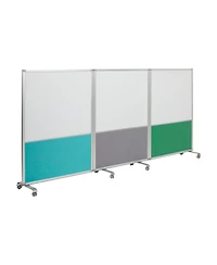 ECR4Kids Mobile Dry-Erase and Flannel Split Room Divider, 3-Panel