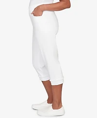 Alfred Dunner Women's Port Side Mother of Pearl Denim Super Stretch Capri Jeans