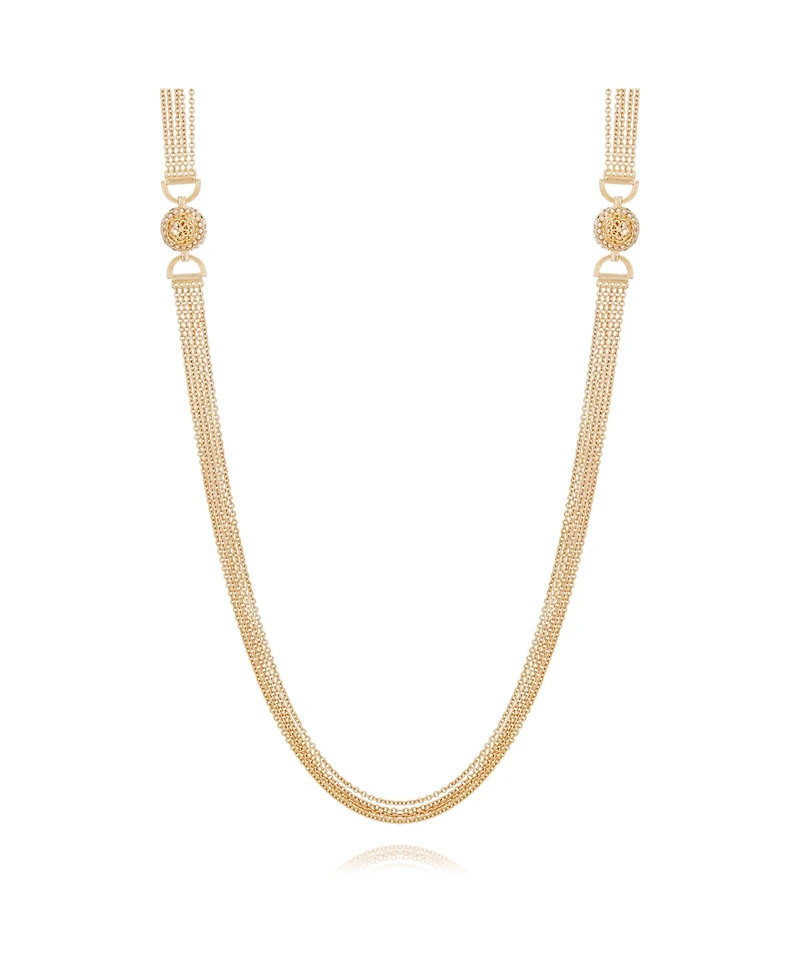 Guess Gold-Tone Played Layered Chain Necklace