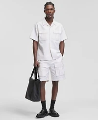 Mode Of One Mens Pull On 9 Utility Shorts Linen Blend Relaxed Utility Shirt Macys Exclusive