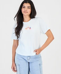 Rebellious One Juniors' Corgi Flag Graphic Print T-Shirt