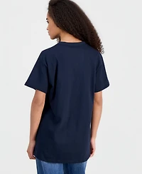 Rebellious One Juniors' La Hibiscus Cotton Boyfriend T-Shirt