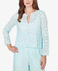 Ruby Rd. Petite Floral Eyelet Peplum Jacket