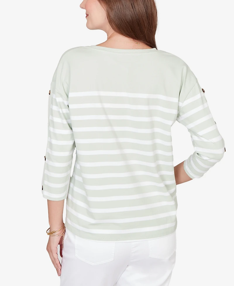 Ruby Rd. Petite Yarn Dyed Stripe Knit Top