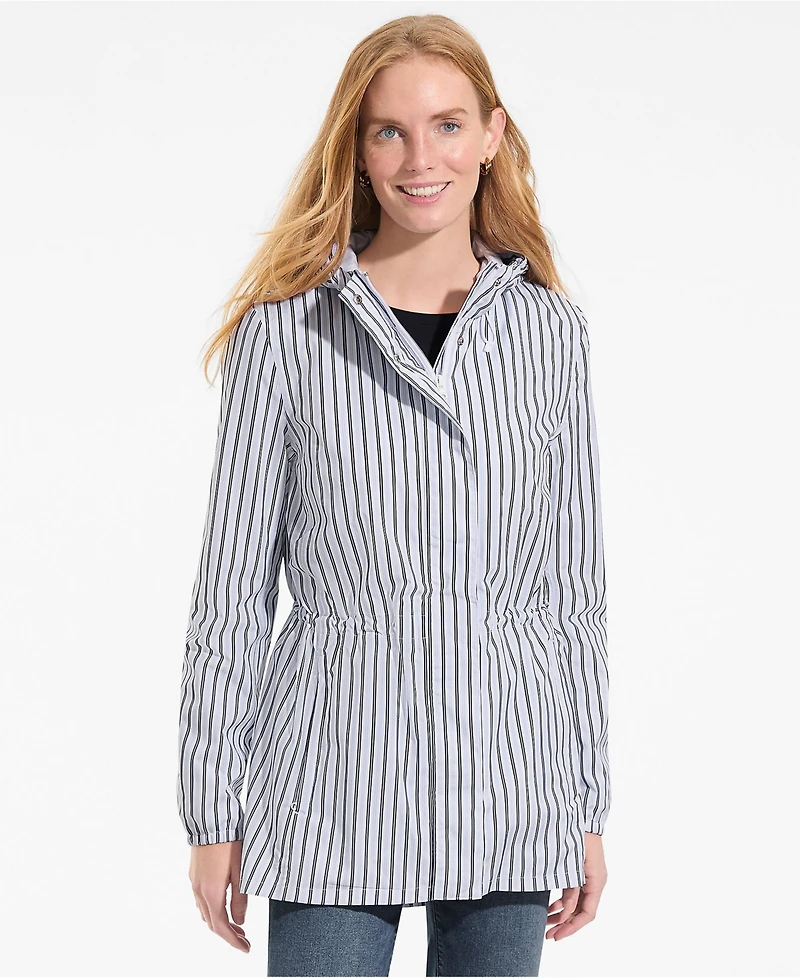 Lands' End Women's Print Waterproof Hooded Packable Raincoat