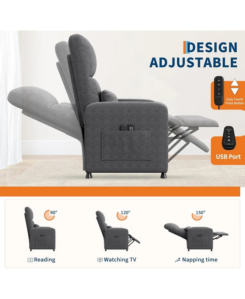 gaomon Power Recliner Chair for Adults, Adjustable Electric Recliner Ergonomic Overstuffed Single Sofa