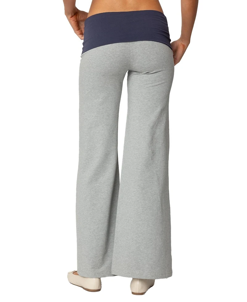Edikted Women's Wide Leg Contrast Foldover Pants