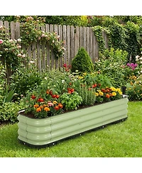Aoodor Galvanized Raised Garden Bed 63'' Self-Watering Planter Box with Drainage Plug and Water Reservoir for Indoor & Outdoor Gardening