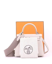 Pre-Owned HERMES Kelly 25 Handbag Light Togo with Palladium Hardware