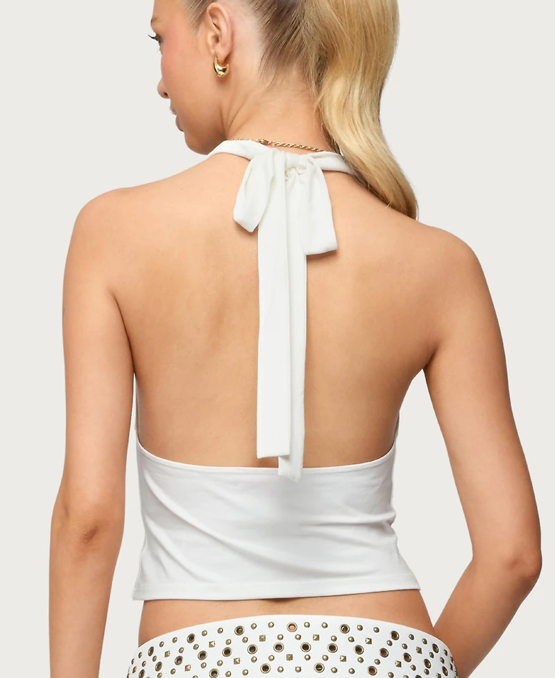 Edikted Women's Hook & Eye Cowl Neck Halter Top