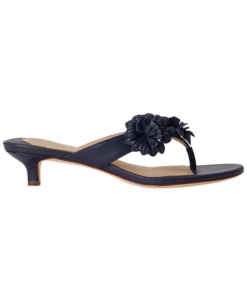 Lauren Ralph Women's Francesca Floral-Trim Nappa Dress Sandals