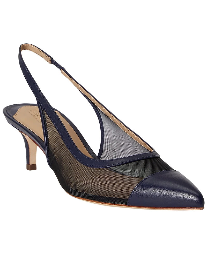 Lauren Ralph Women's Lolah Mesh and Nappa Slingback Pumps