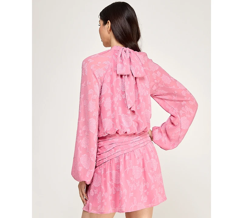 Seni & Cade Juniors' Pleated Mock Neck Dress