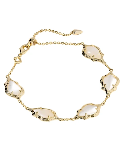 Kendra Scott Imitation Pearl and 14k Gold Over Brass Adriana Scallop Frame Chain Bracelet