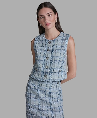 Bcbg Women's Button-Front Cropped Tweed Vest