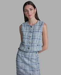 Bcbg Women's Button-Front Cropped Tweed Vest