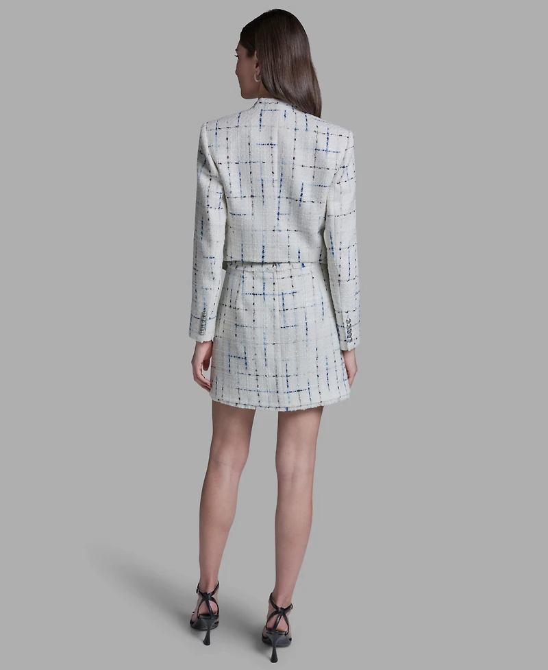 Bcbg Women's Tweed Open Front Fringe Jacket