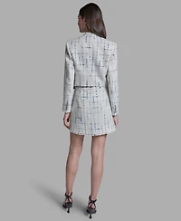 Bcbg Women's Tweed Open Front Fringe Jacket