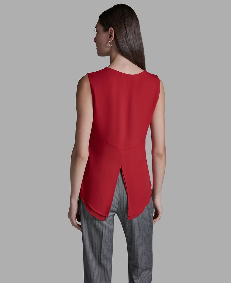 Bcbg Women's V-Neck Lace Detail Pull-On Top