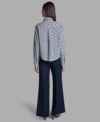 Bcbg Women's Tie-Neck Long-Sleeve Stripe Top