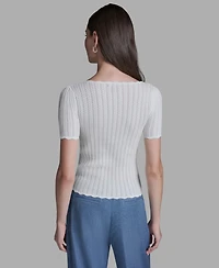 Bcbg Women's V-Neck Short-Sleeve Top