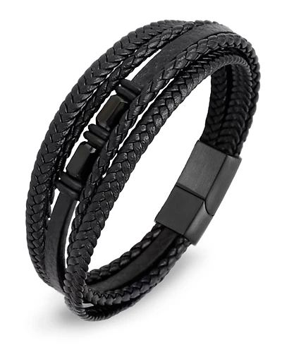 Rhona Sutton Men's Imperial Leather & Stainless Steel Bracelet