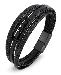 Rhona Sutton Men's Imperial Leather & Stainless Steel Bracelet