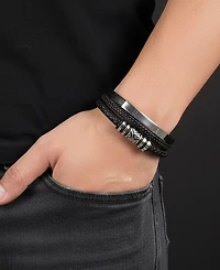 Rhona Sutton Men's Aegis Leather & Stainless Steel Bracelet