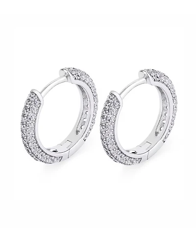 Rhona Sutton Men's Iced Valor Hoop Earrings in Sterling Silver