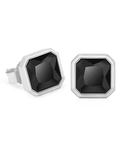Rhona Sutton Men's Noble Stud Earrings in 14k White Gold Plated Over Sterling Silver