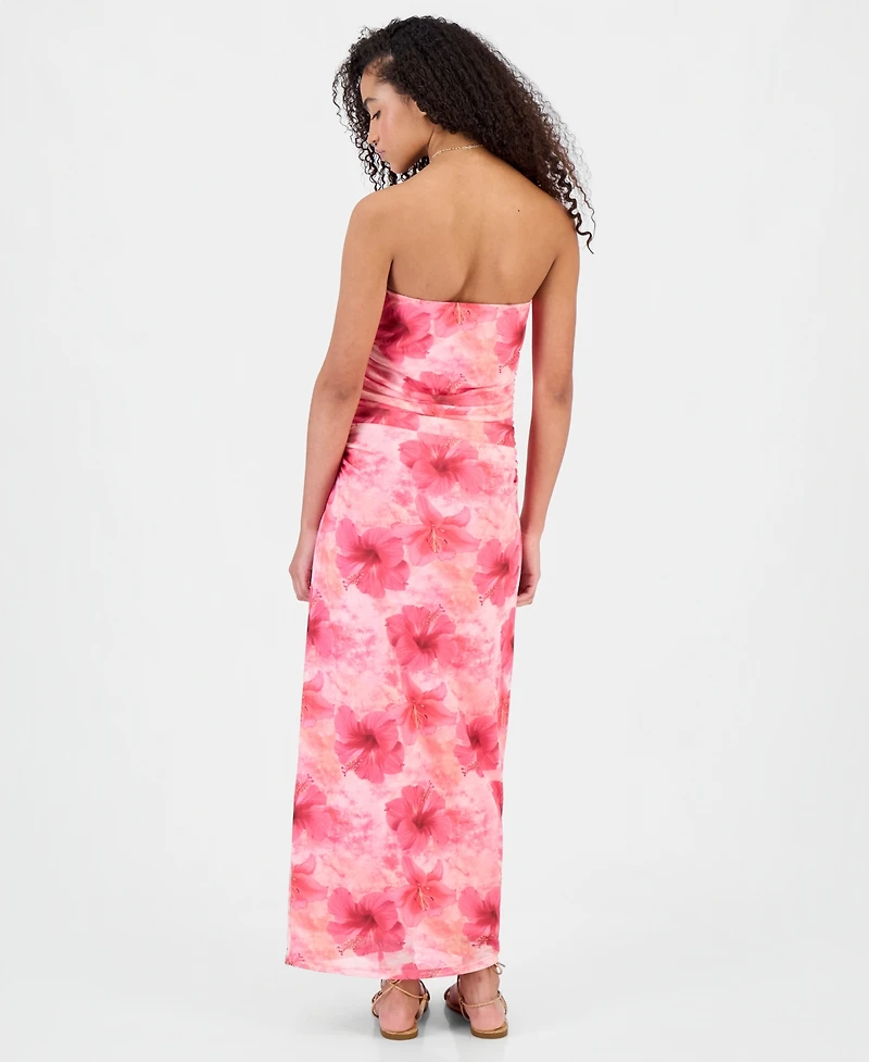 Madden Girl Strapless Mesh Maxi Dress